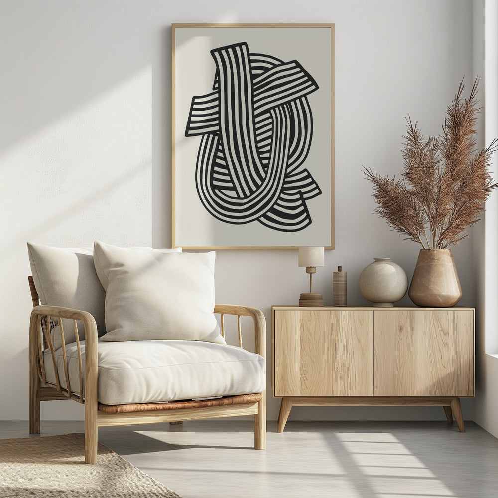 Gestreept abstract in zwart | Poster