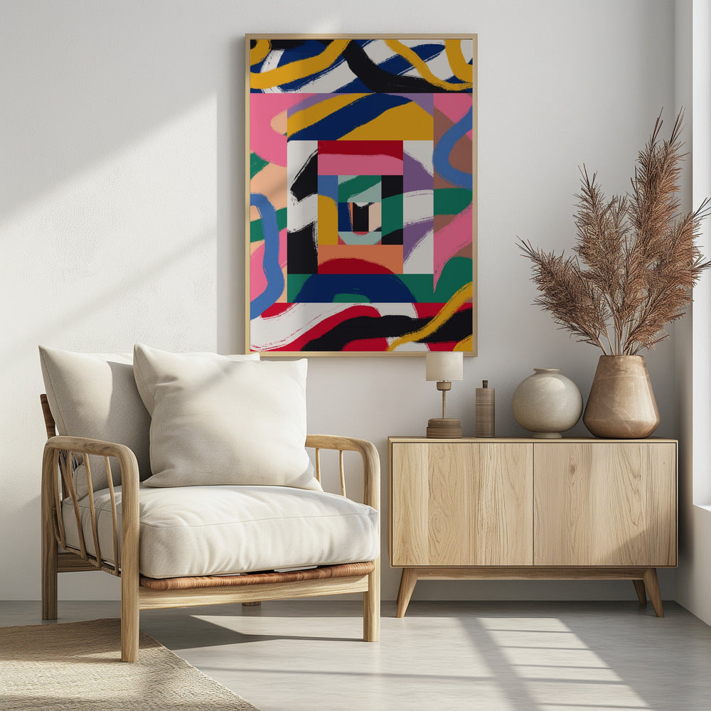 Geometrische vormen en gewaagde penseelstreken | Poster