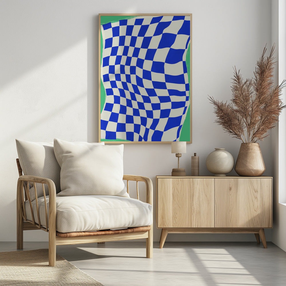 Blauw ruitpatroon | Poster