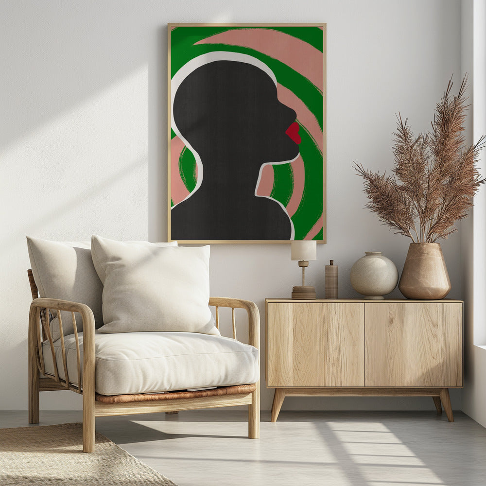 Anoniem portret in groene spiraal | Poster