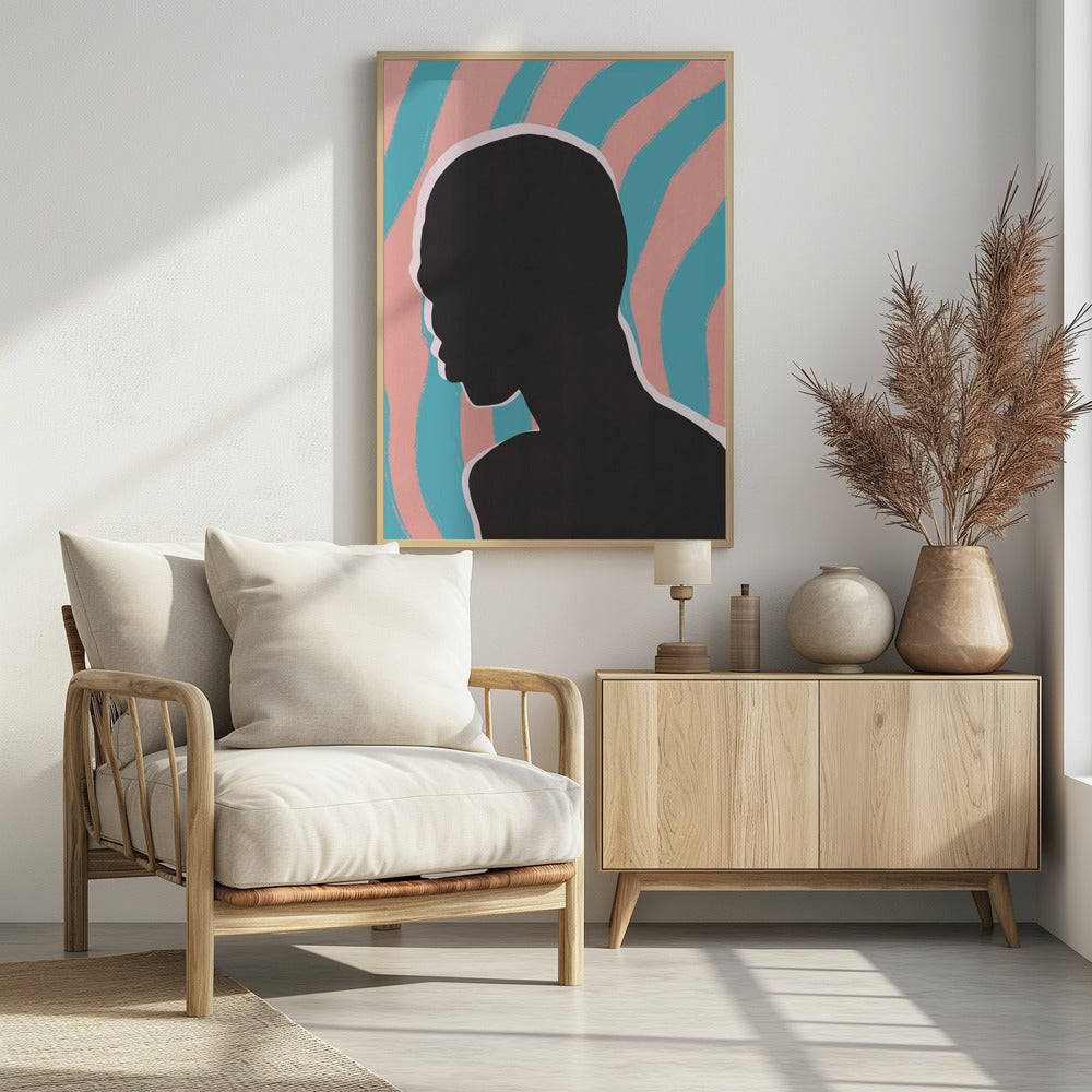 Anoniem portret in neonlicht | Poster