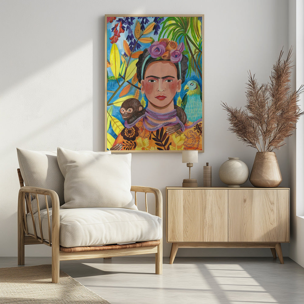 Frida en haar papegaaien | Poster