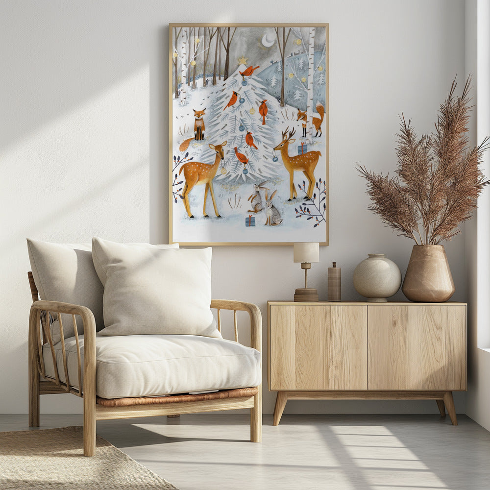 Christmas in the winter animal forest | Poster