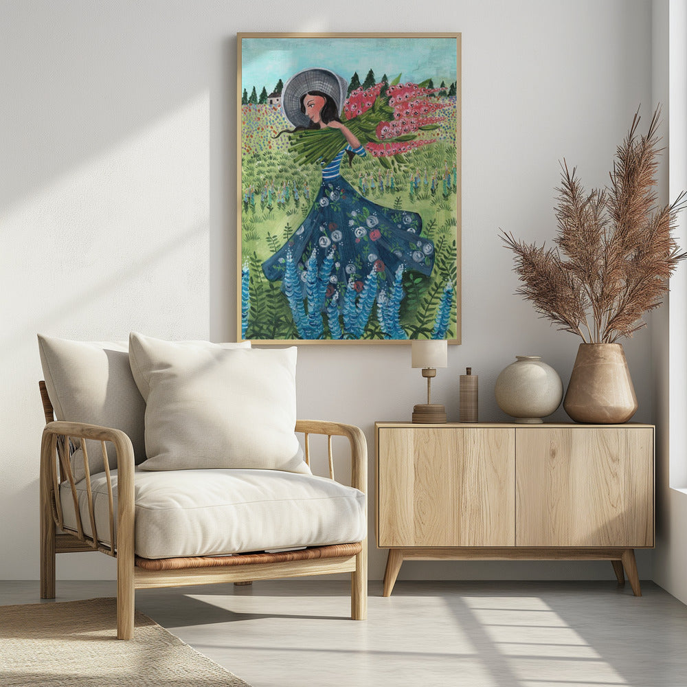 Walking with fieldflowers | Poster