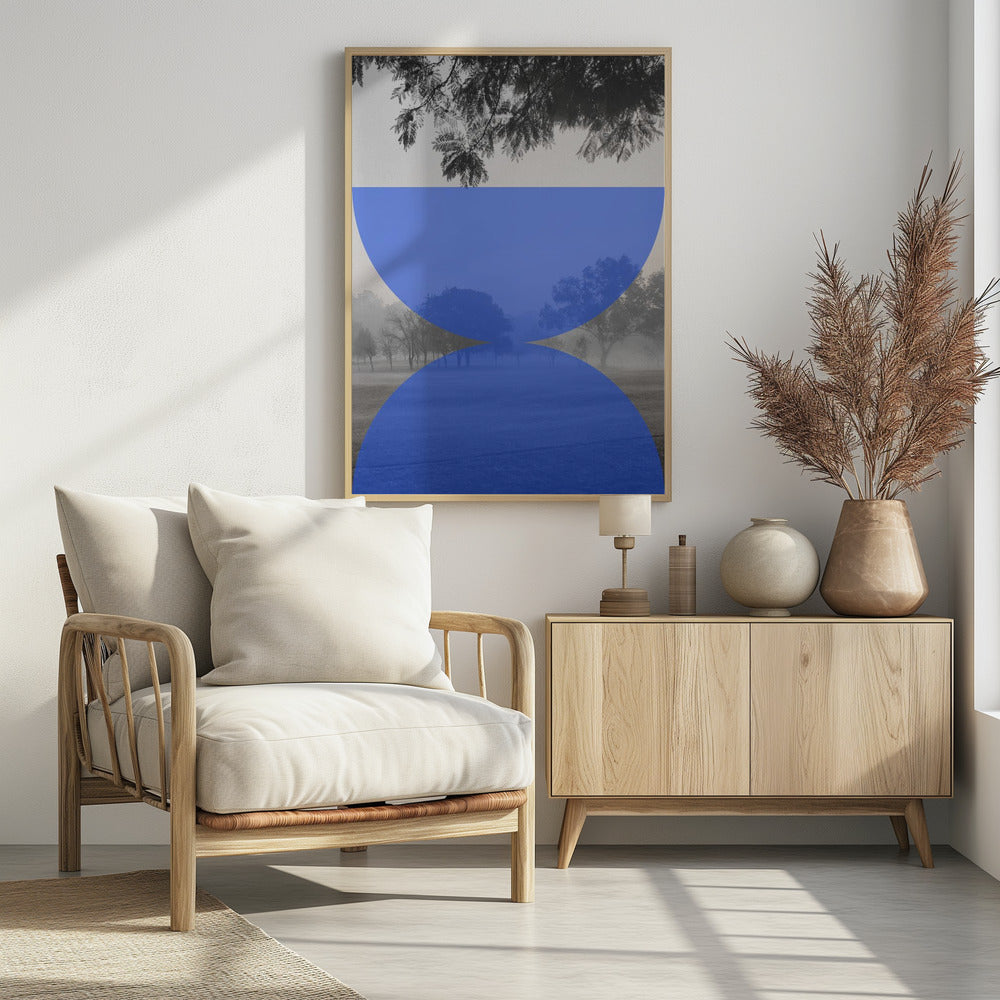 Mistige blauwe horizon | Poster