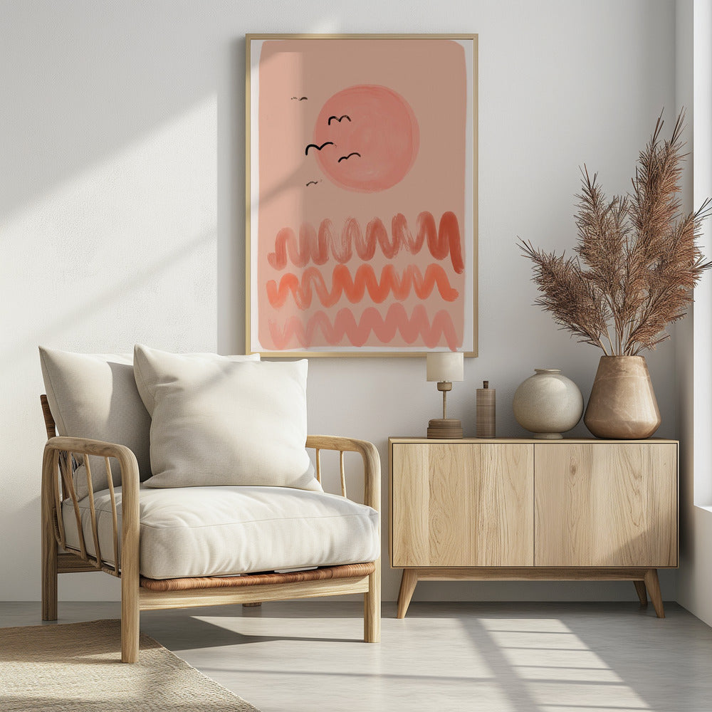 Perzikkleurige luchtgolven | Poster