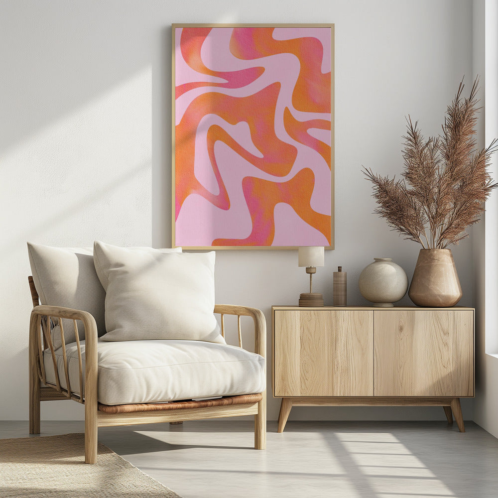 Abstracte golf in roze | Poster