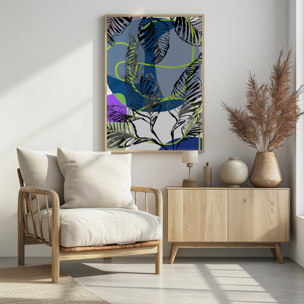 Black Leaves With Color Abstract No3 | Poster