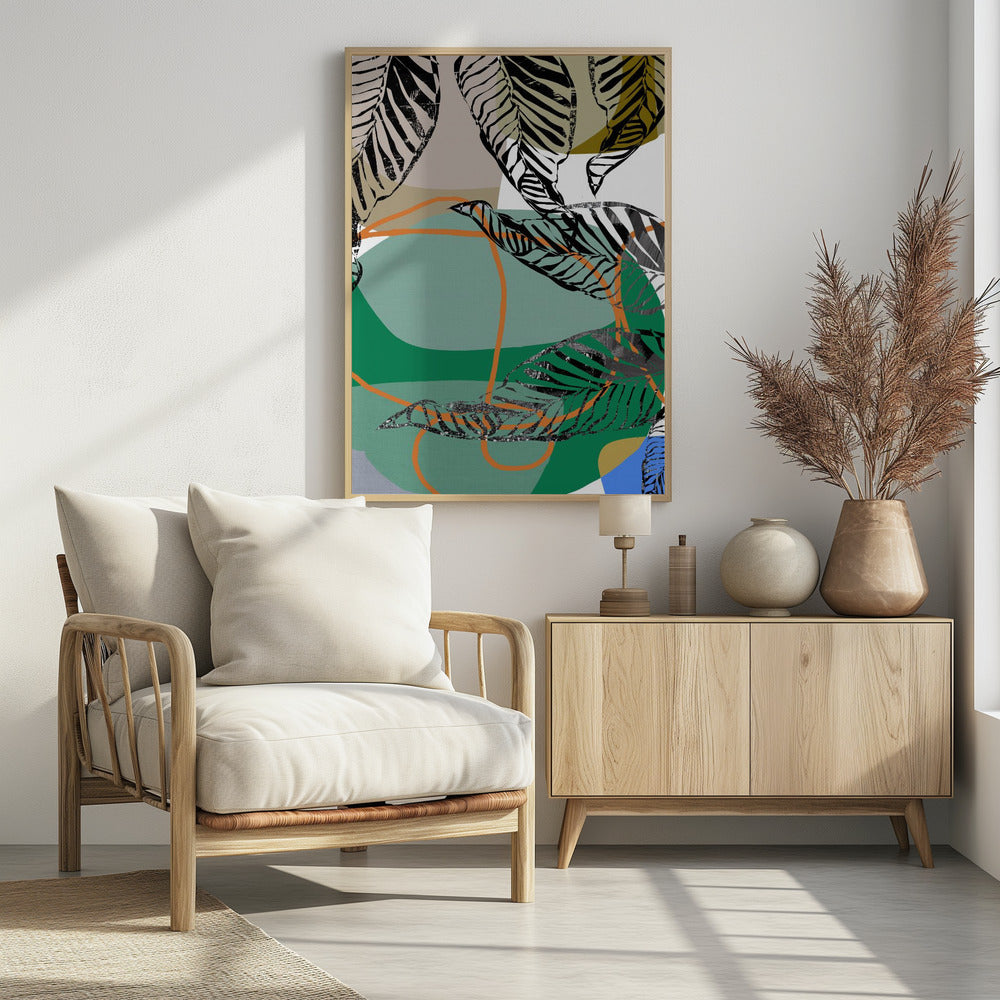 Abstracte zwarte bladeren met kleur nr. 2 | Poster