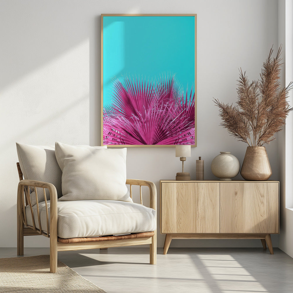 Elektrische roze palmbladeren | Poster