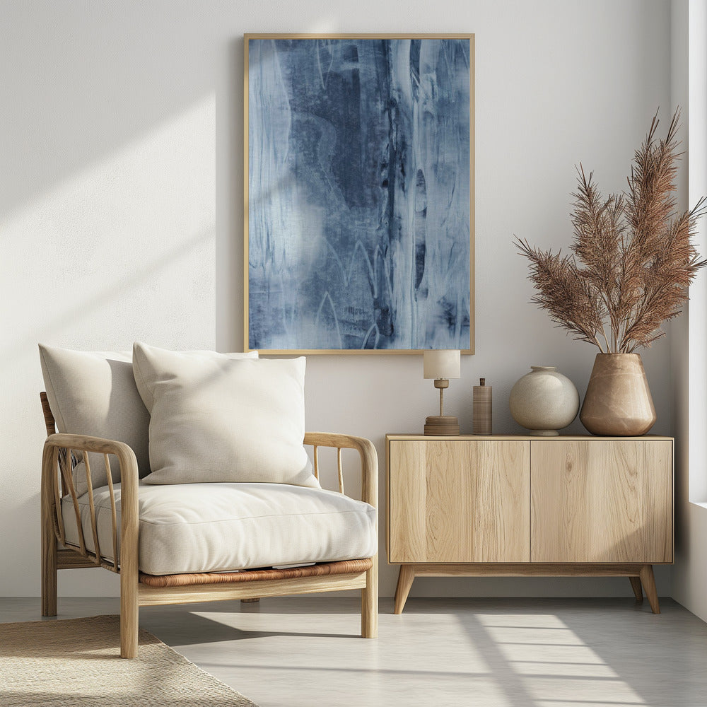 Blue Texture Flowing Vertical Lines | Poster