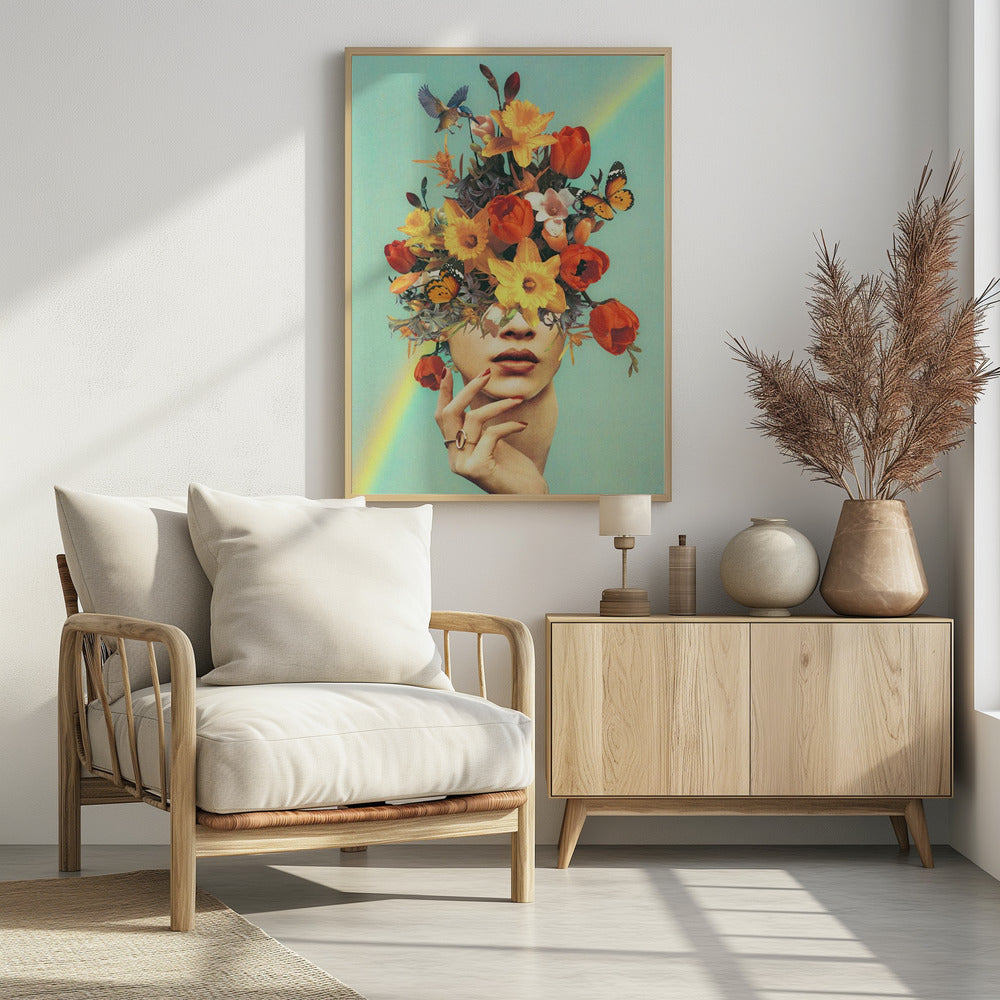 Baby's in bloom - Rainbow, flowers, birds & butterflies | Poster