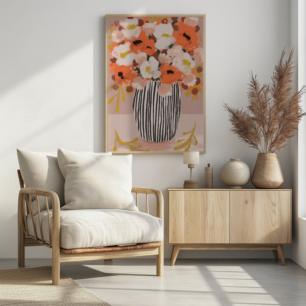 Gestreepte vaasbloemen | Poster