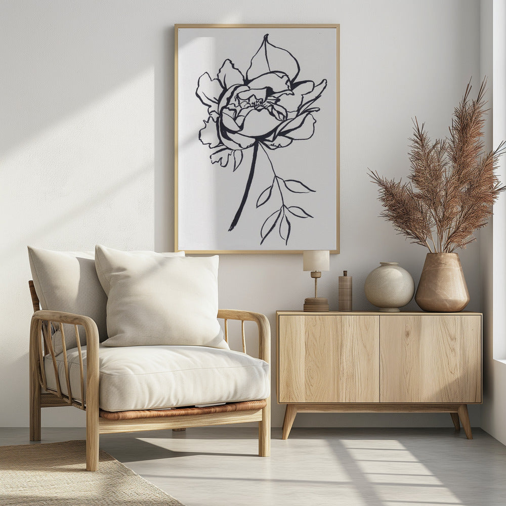 Black and White Peony | Poster