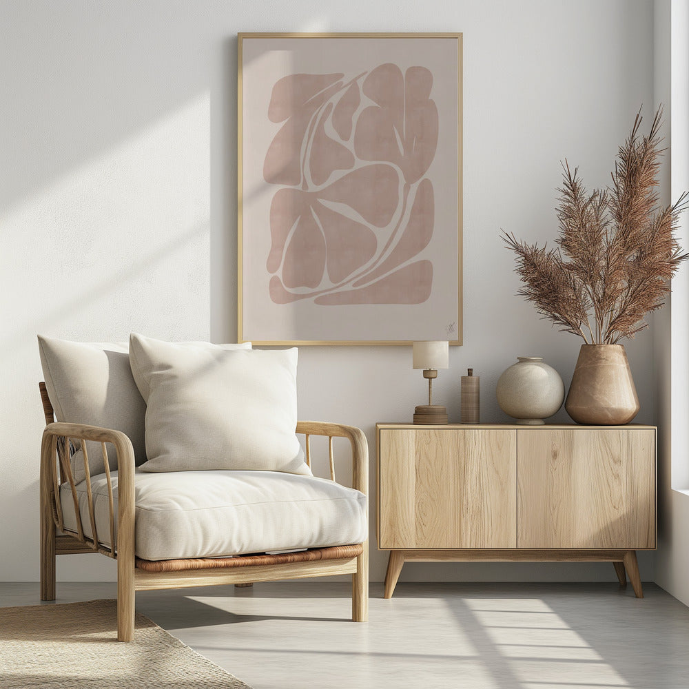 Beige abstracte vormen | Poster