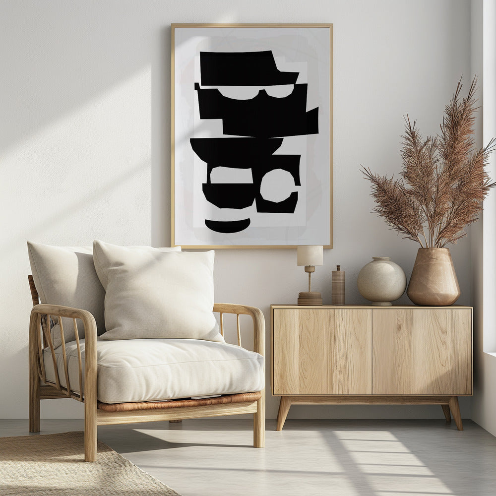 Zwart-witte uitgesneden vormen 1 | Poster