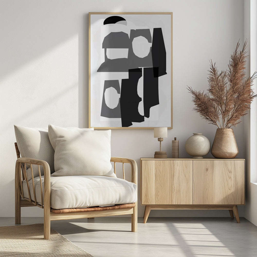 Zwart-witte uitgesneden vormen 3 | Poster