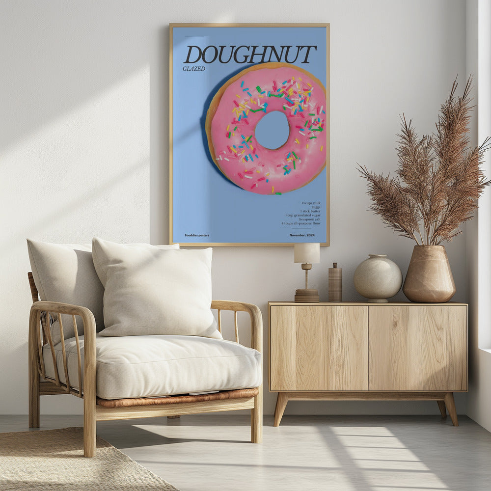 Roze Glazuur Donut | Poster