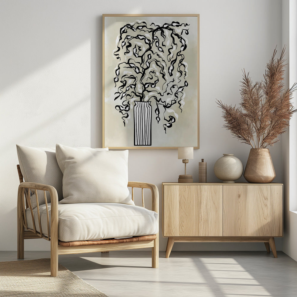Gestileerde plant in een gestreepte vaas | Poster