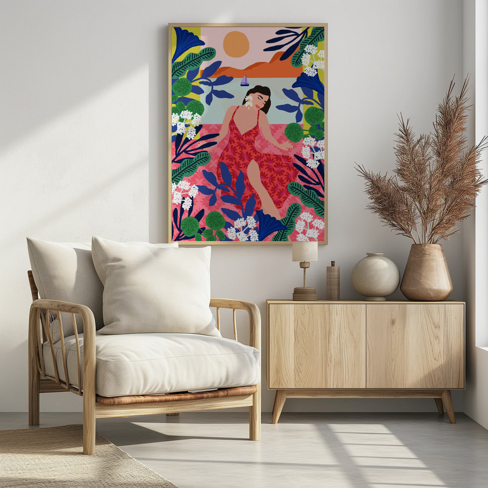 Floral Sunset Girl | Poster