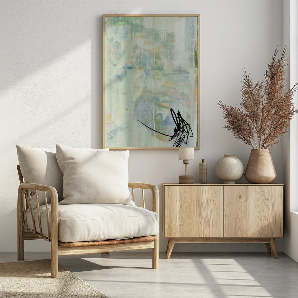 Pastelkleuren en opvallende zwarte accenten | Poster