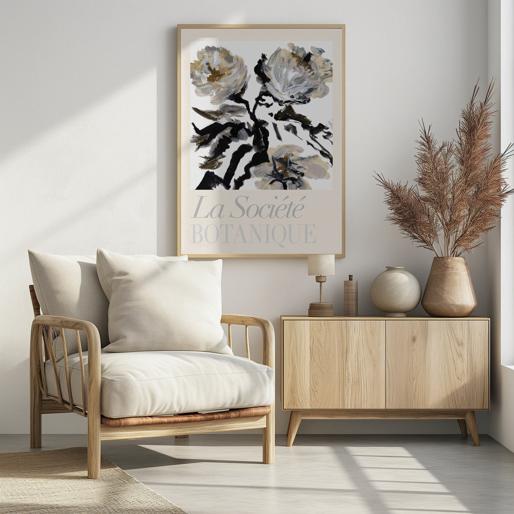 La Société Botanique Zwarte, witte en crèmekleurige bloemen | Poster