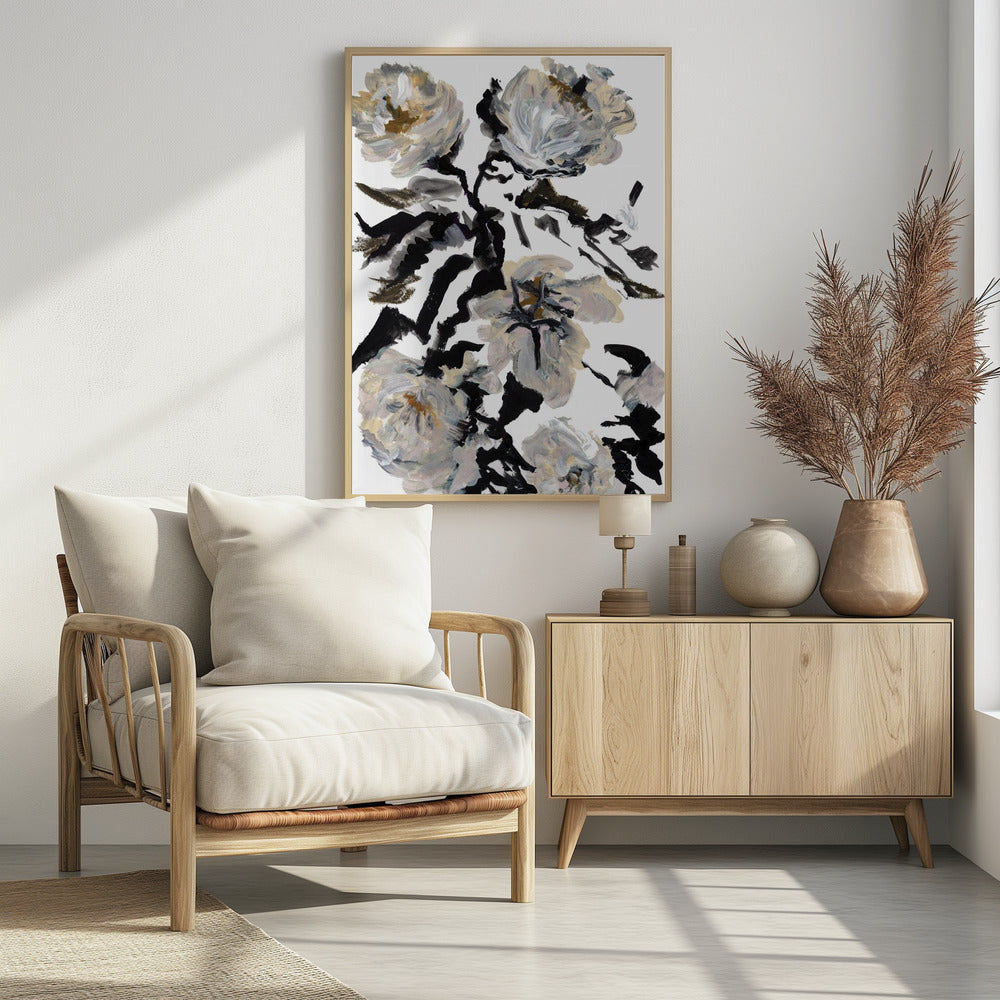 Le Jardin Botanique Zwart-witte bloem | Poster