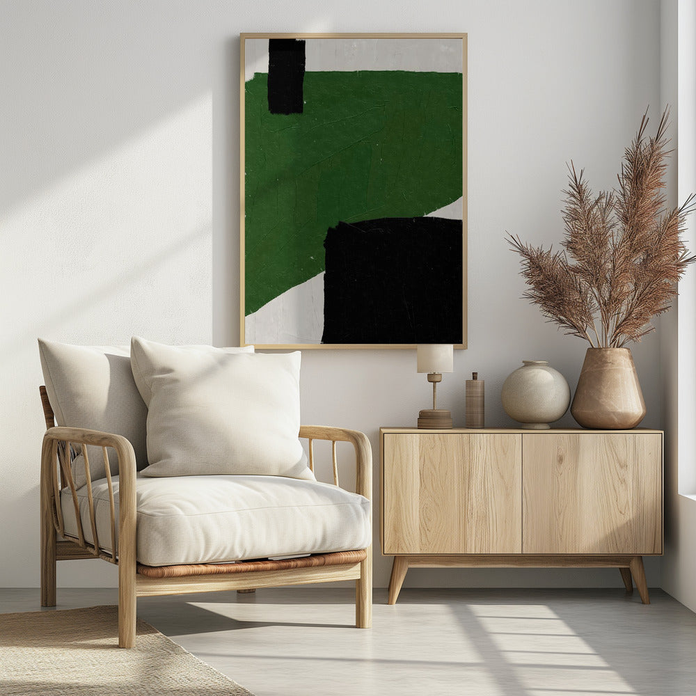 Smaragdgroene abstractie | Poster