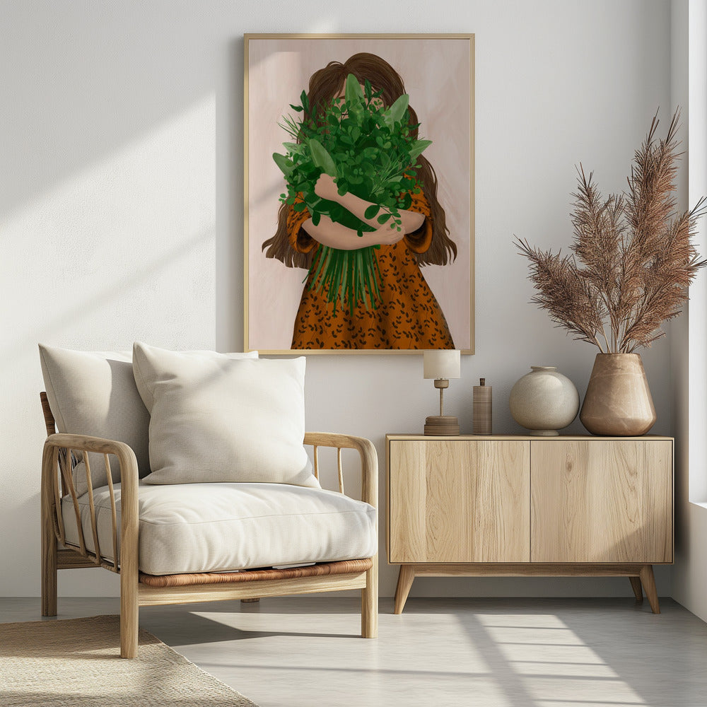Meisje met boeket | Poster