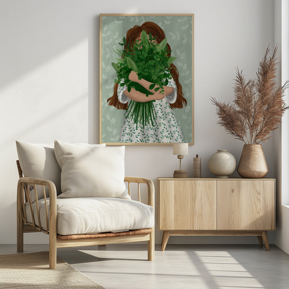 Meisje met boeket | Poster