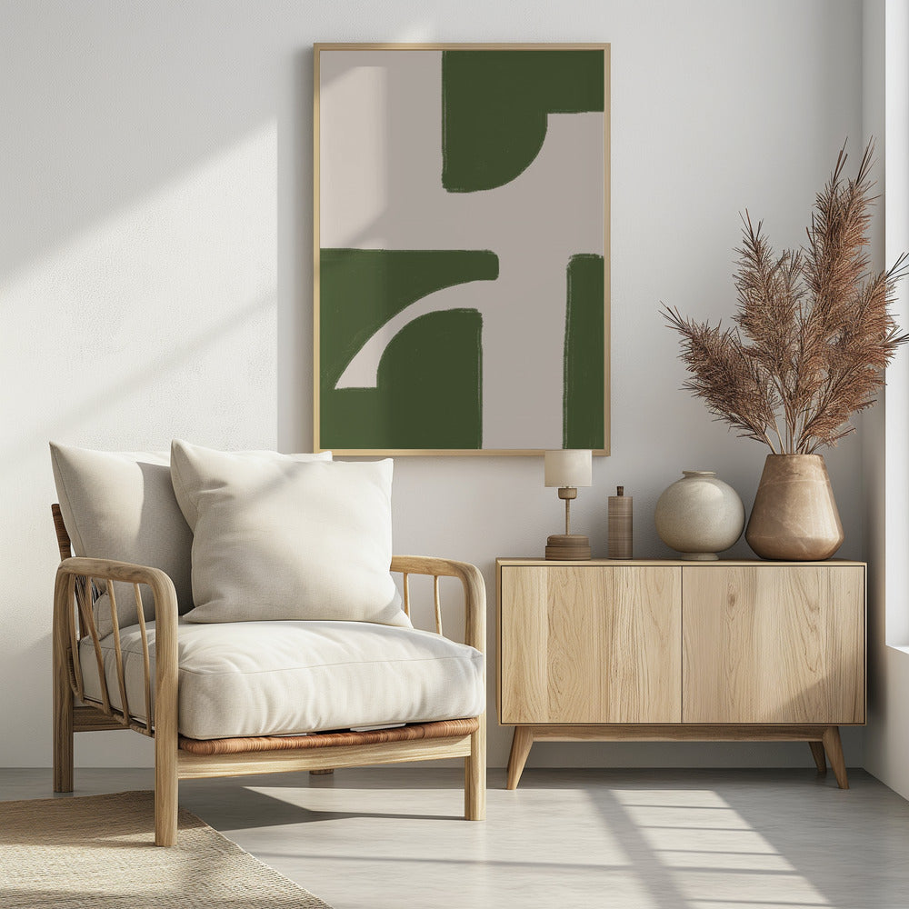 Groene geometrische stroom | Poster