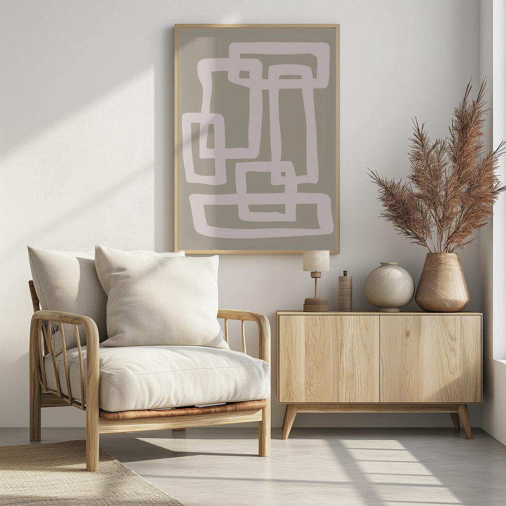 Saliegroene abstracte vormen | Poster