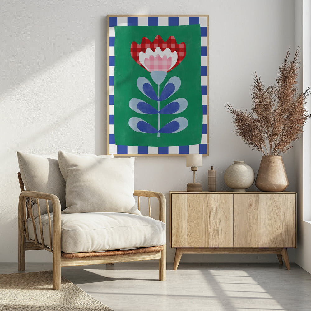 Bloemmotief met opvallende geometrische vormen | Poster