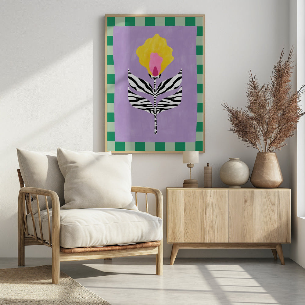 Bloem met zebrapatroonbladeren | Poster