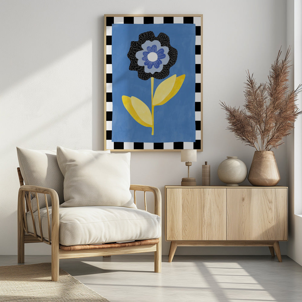 Bloem met een blauw en zwart bloemblaadje | Poster
