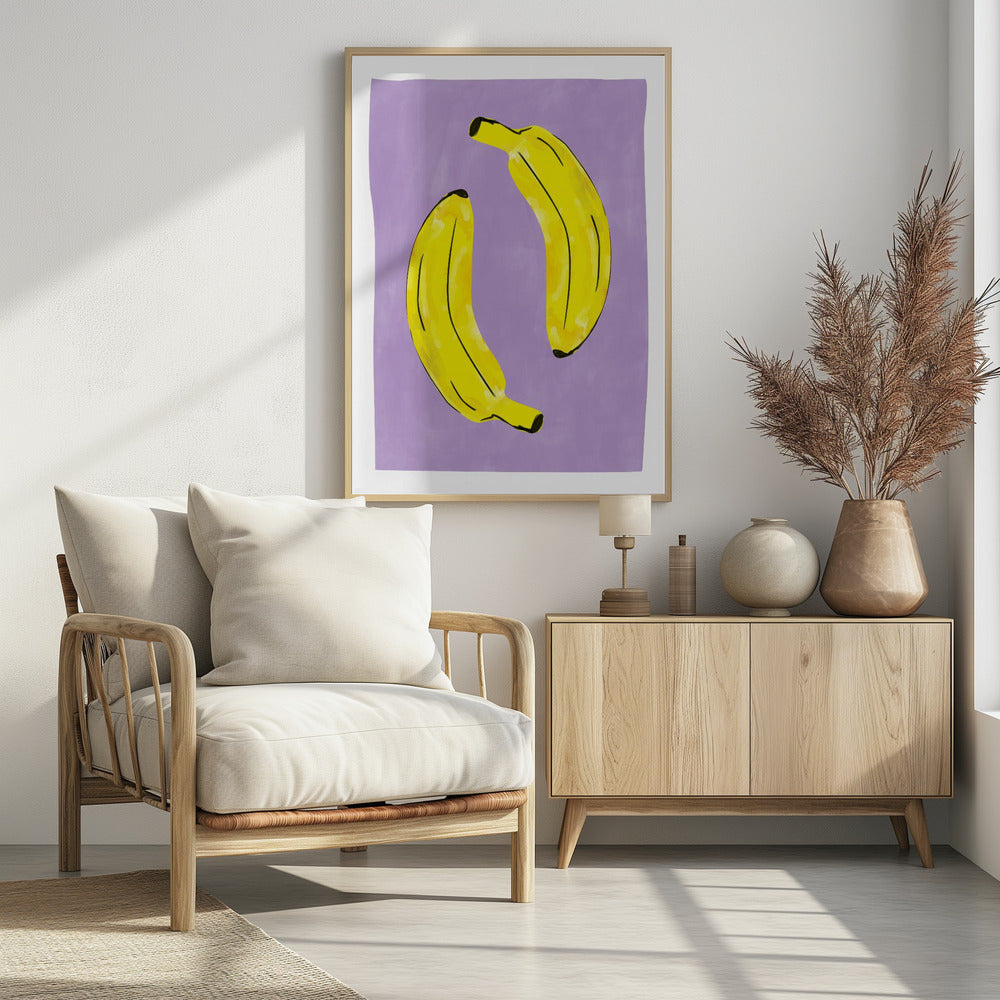 Twee felgele bananen | Poster