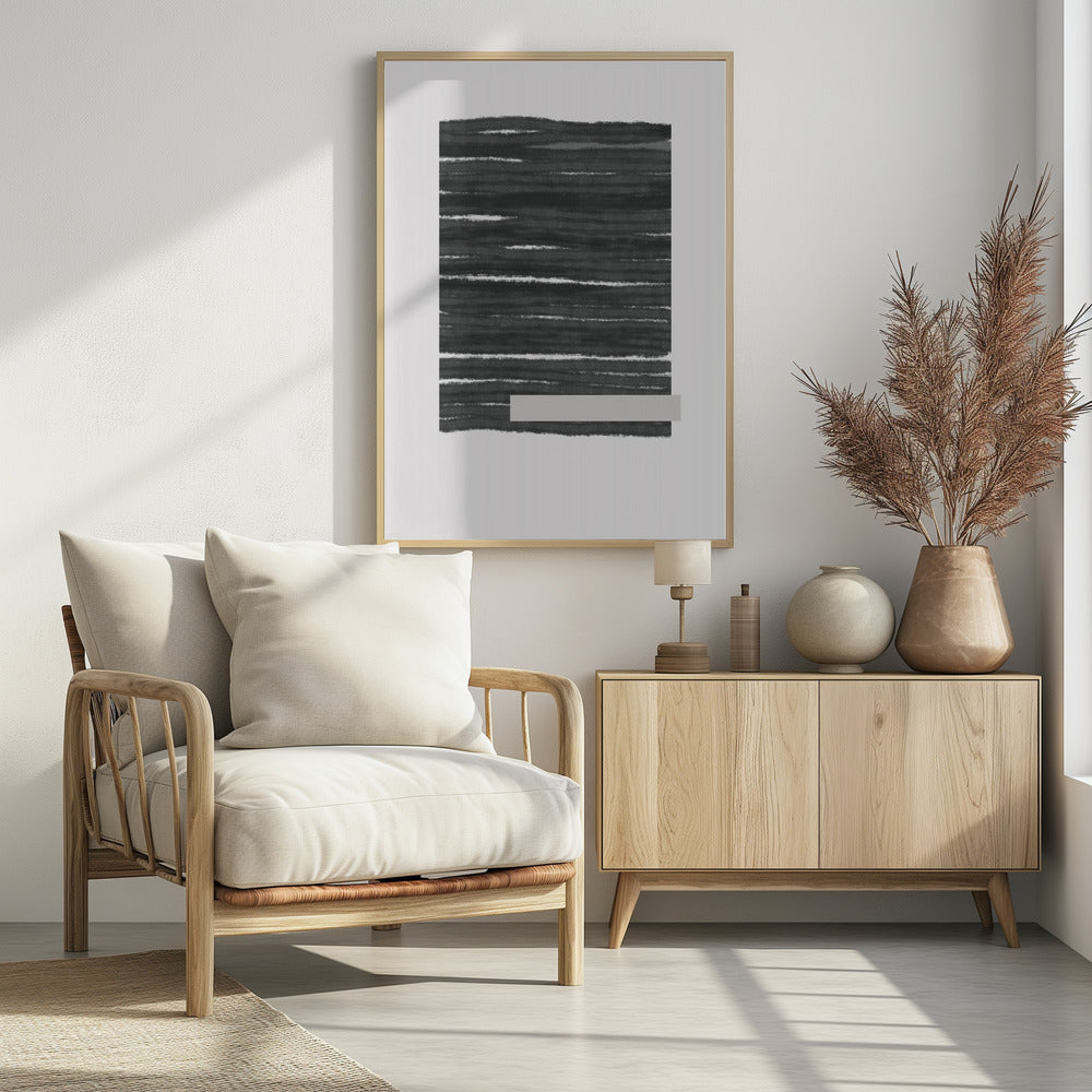 Zwarte horizontale penseelstreken | Poster