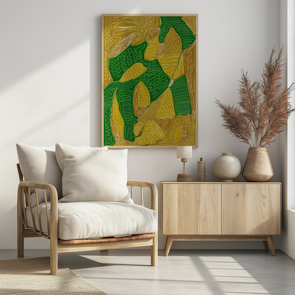 Goud en groen abstract | Poster