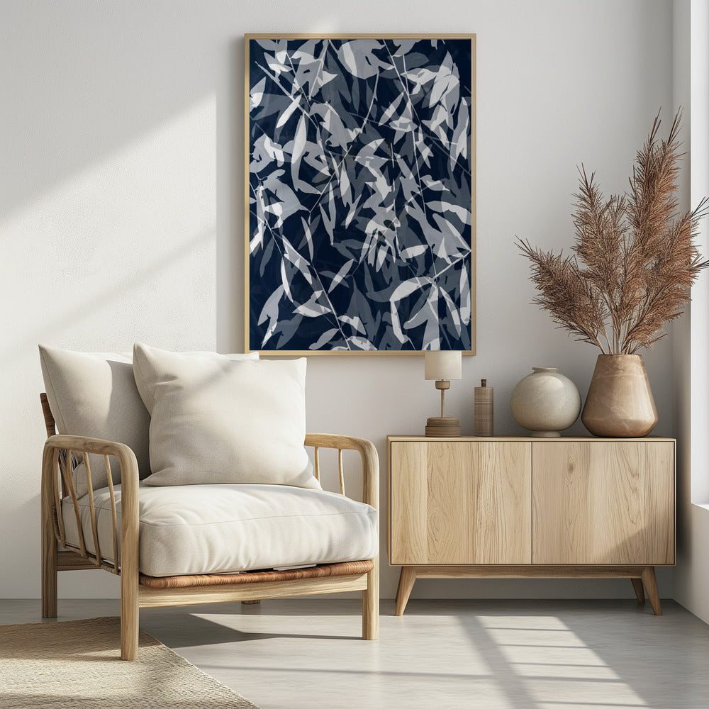 Marineblauwe witte bamboe 3 | Poster