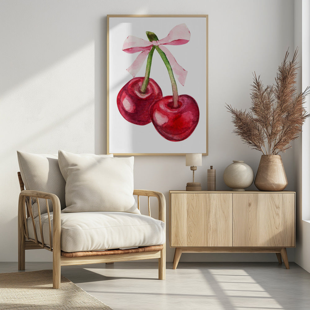 Rode kersenroze strik | Poster