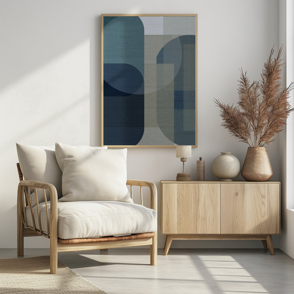 Geweven Blauwe Lagen 1 | Poster