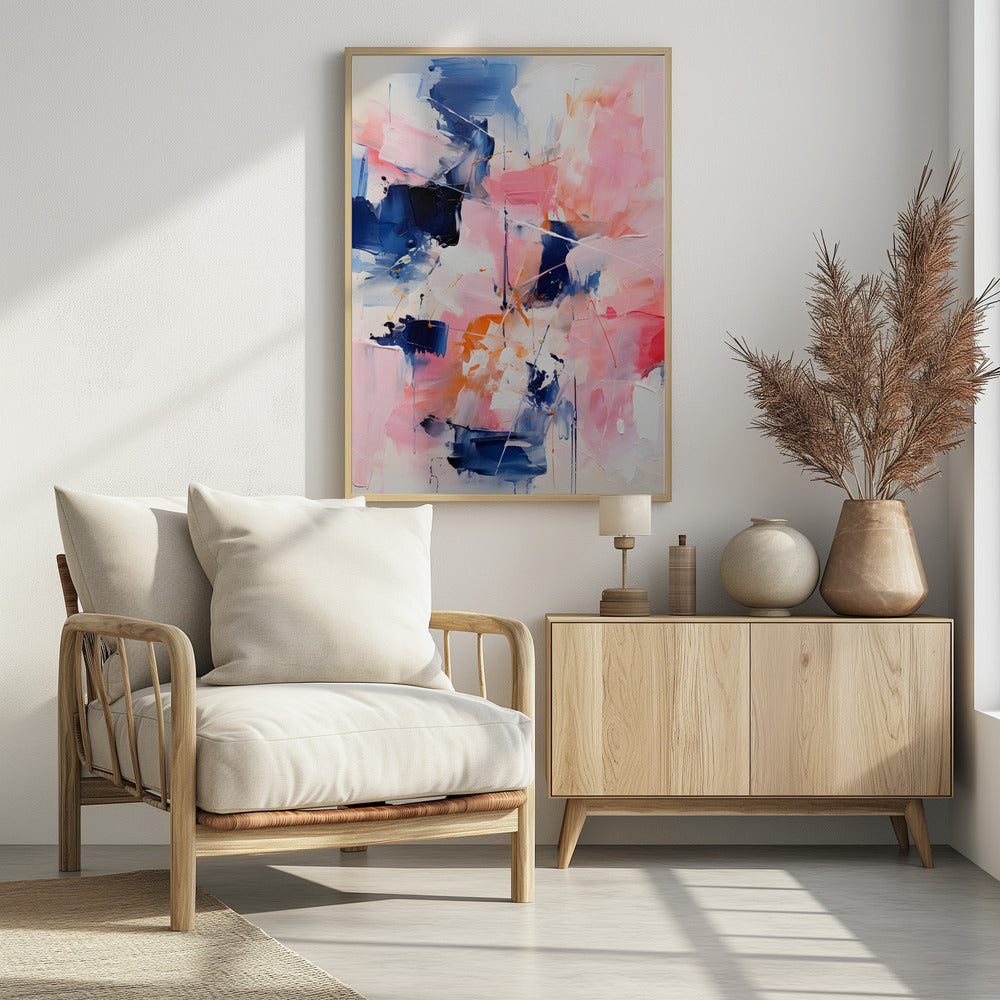 Blush Indigo Abstract Print Tweede 4x | Poster