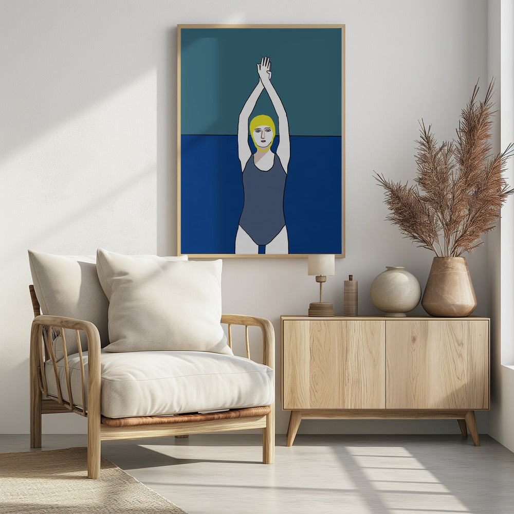 Swimmer with Yellow Cap | Poster