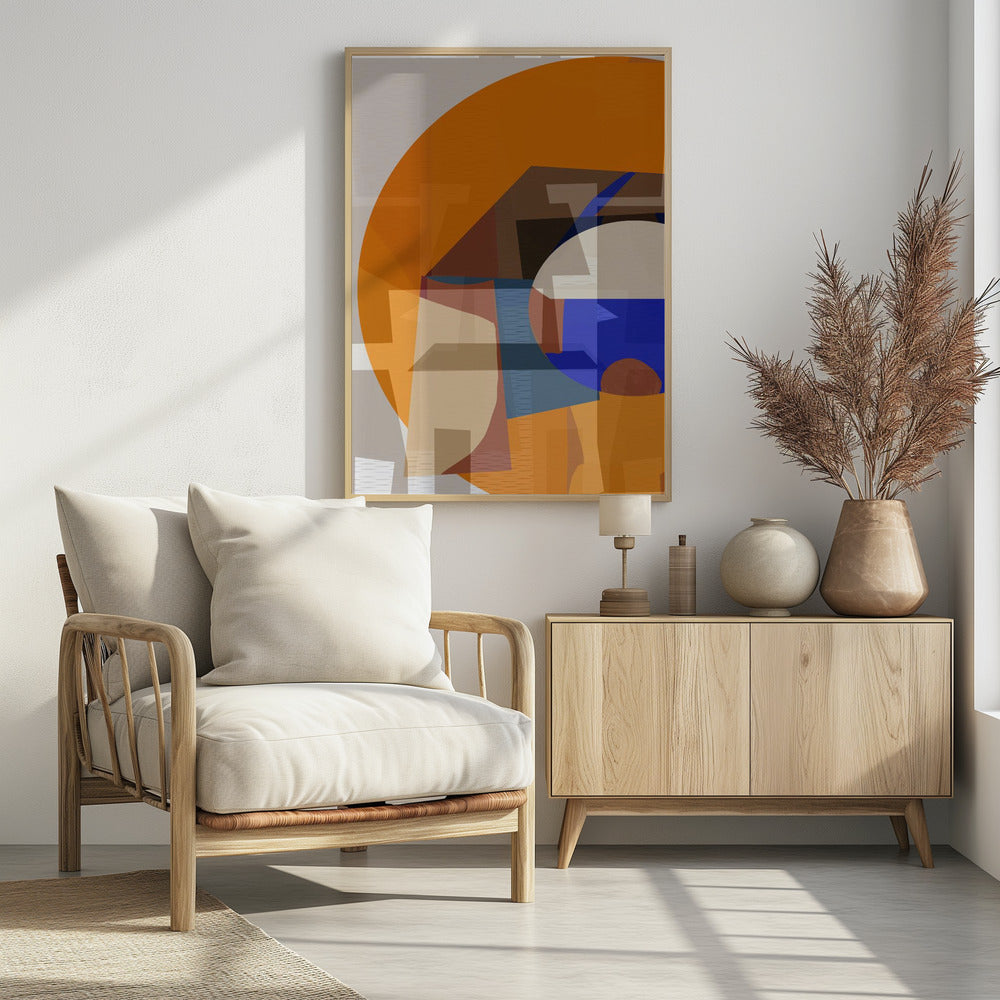 Oranje Blauw Geweven 4 | Poster