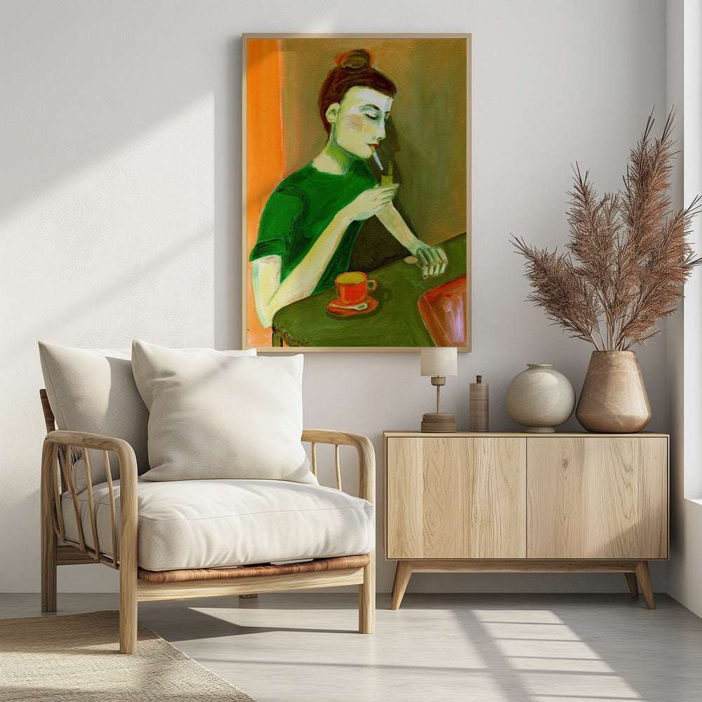 Lady lighting cigarette | Poster
