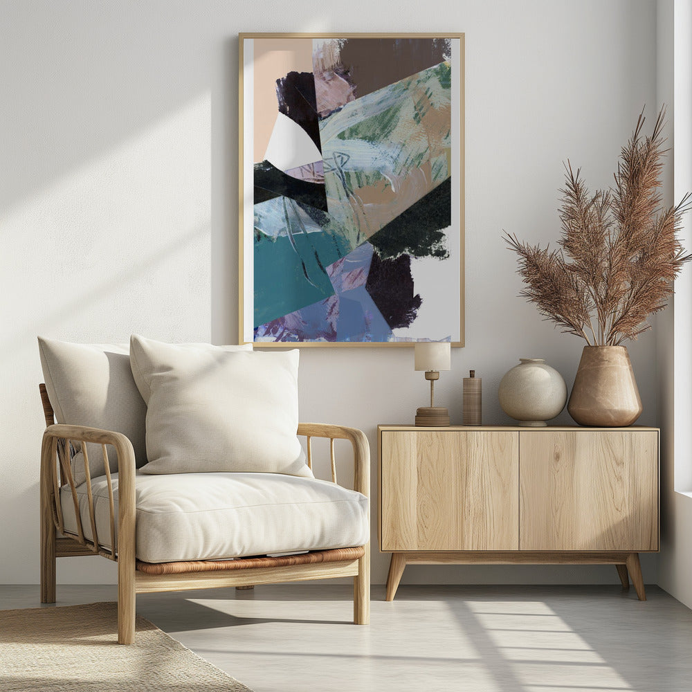 Blauw Zwart Neutraal Wit Abstract 2 | Poster