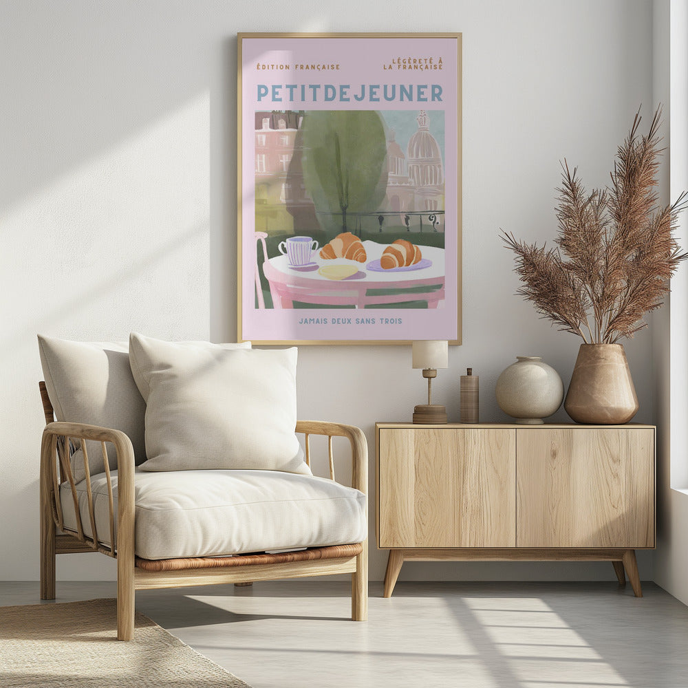 Petit Dejeuner, Croissants, Parijs, Pastell | Poster