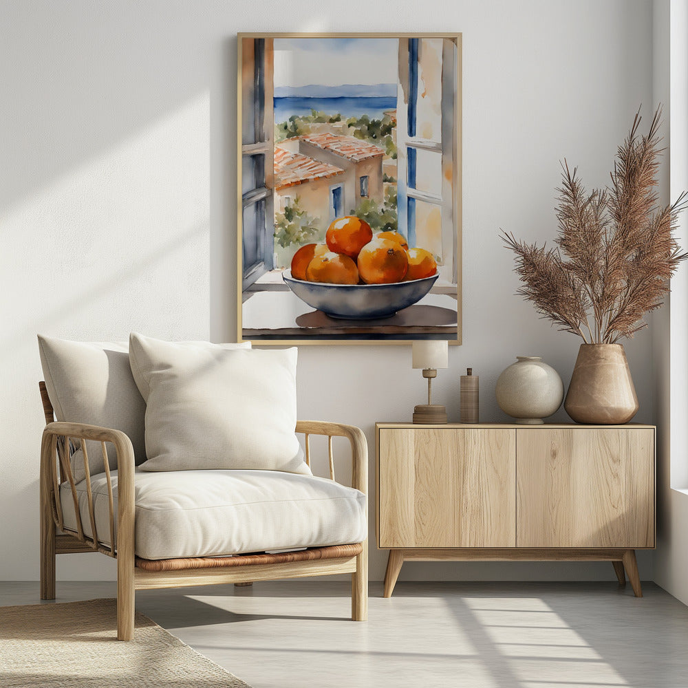 Oranjeschale in Fenster | Poster