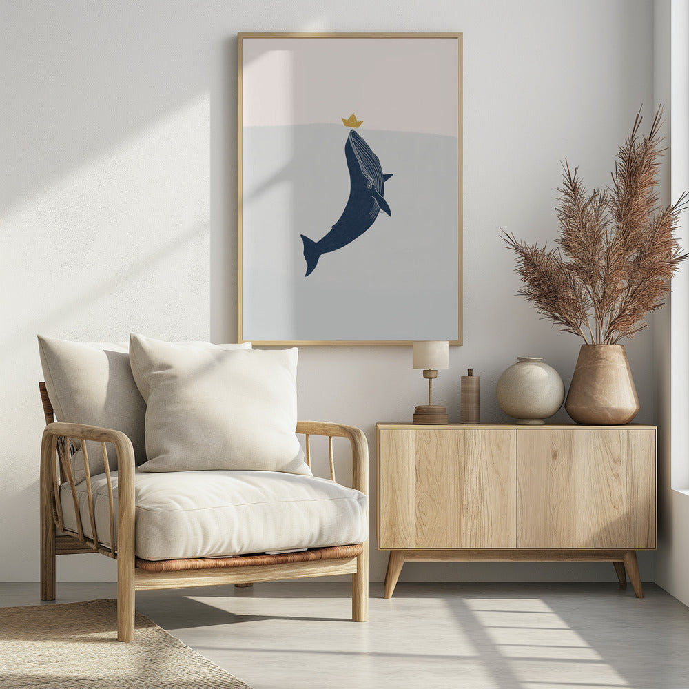 Blauwe vinvis zeilboot | Poster