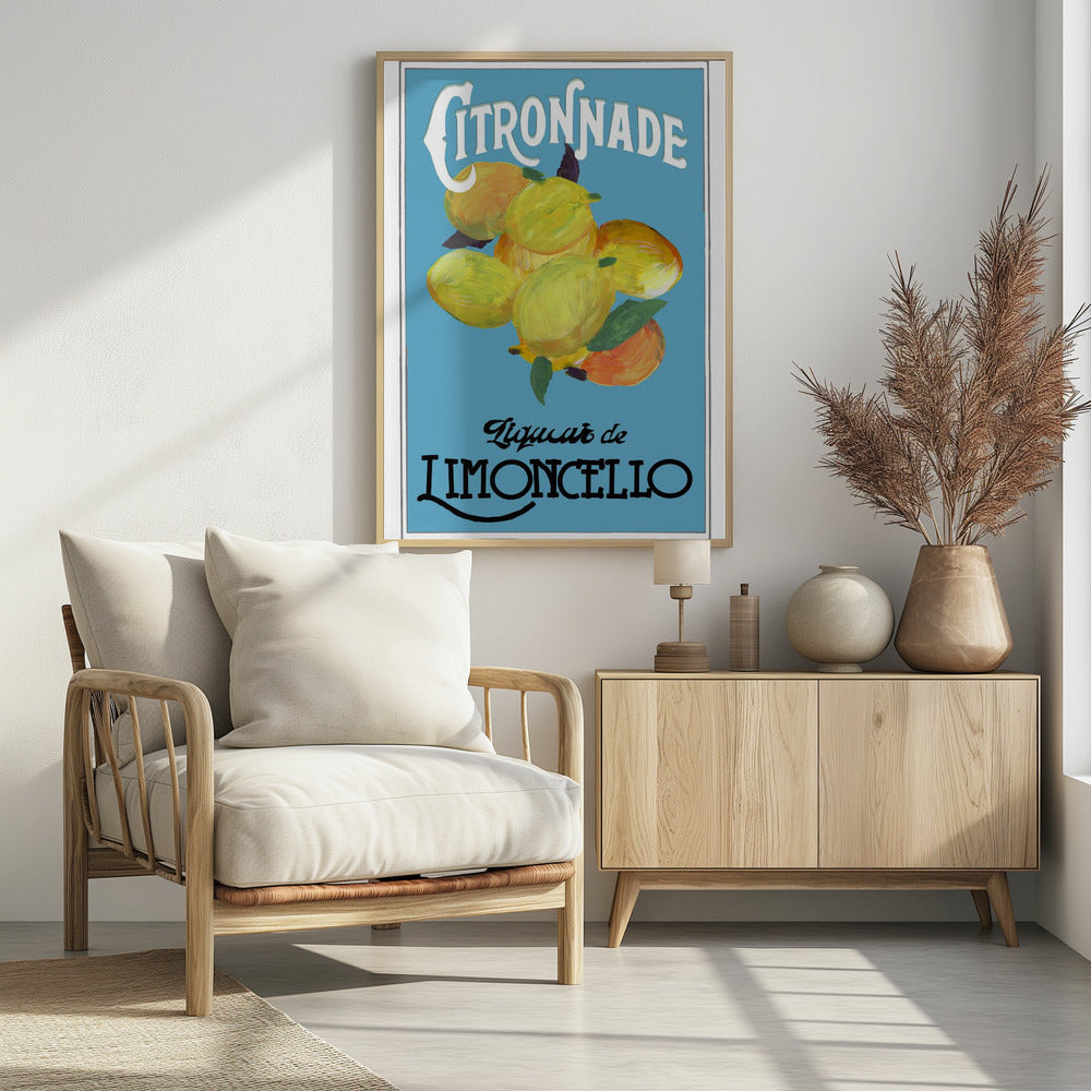 Citronnade Limoncello op blauw en zwart | Poster
